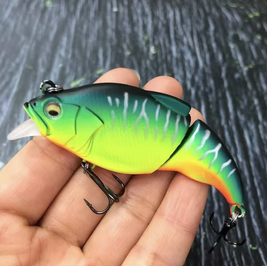 Green and Yellow - 71mm Pike, Trout & Bass Glidebait - Vibration-X Vatalion jointed swimbait for predator fishing. Premium quality Megabass lure.